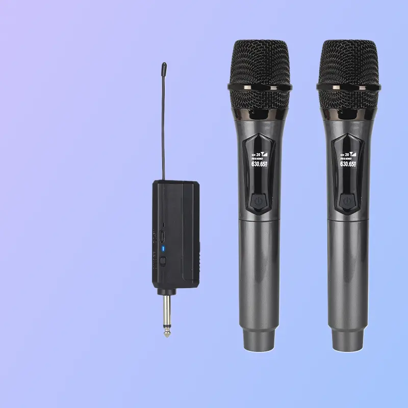 2.4G VHF Wireless Microphone Anti Howling Rechargeable Handheld Mic For Stage Karaoke Live Streaming With Sound Card