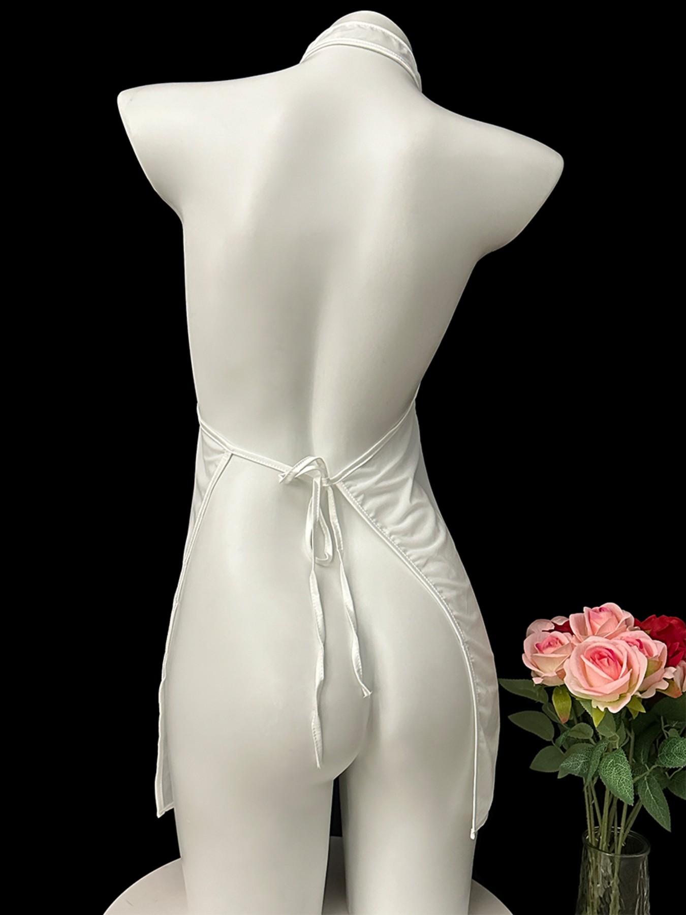 Women's Sexy Sleepwear Set, Vintage Style Lace-Up Design, Comfortable Nightgown & Bralette Combo, Perfect for Everyday Wear