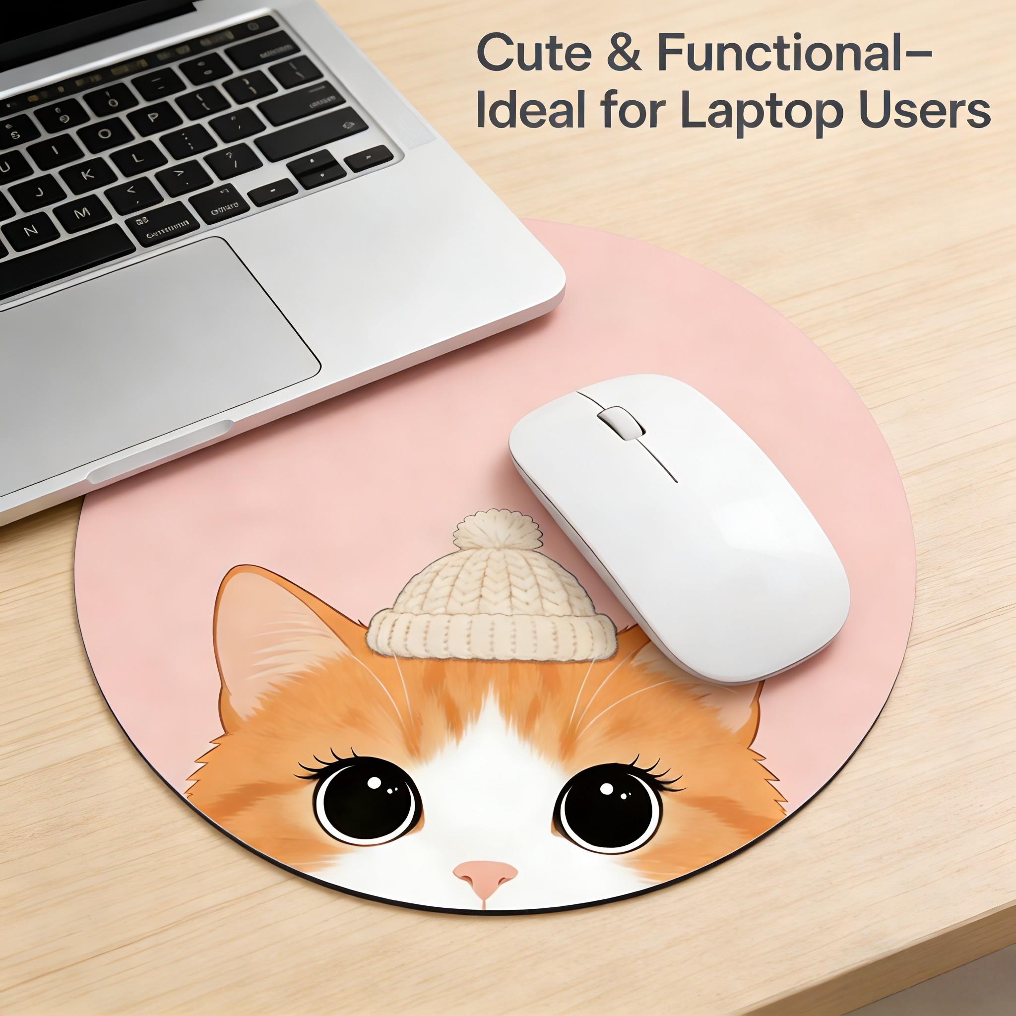 Fashionable Round Mouse Pad, Non-Slip Rubber Base, Small Desktop Mat for PC/laptop, Gaming/mouse Pad, Office Use, Gift for Women - 7.87 Inches