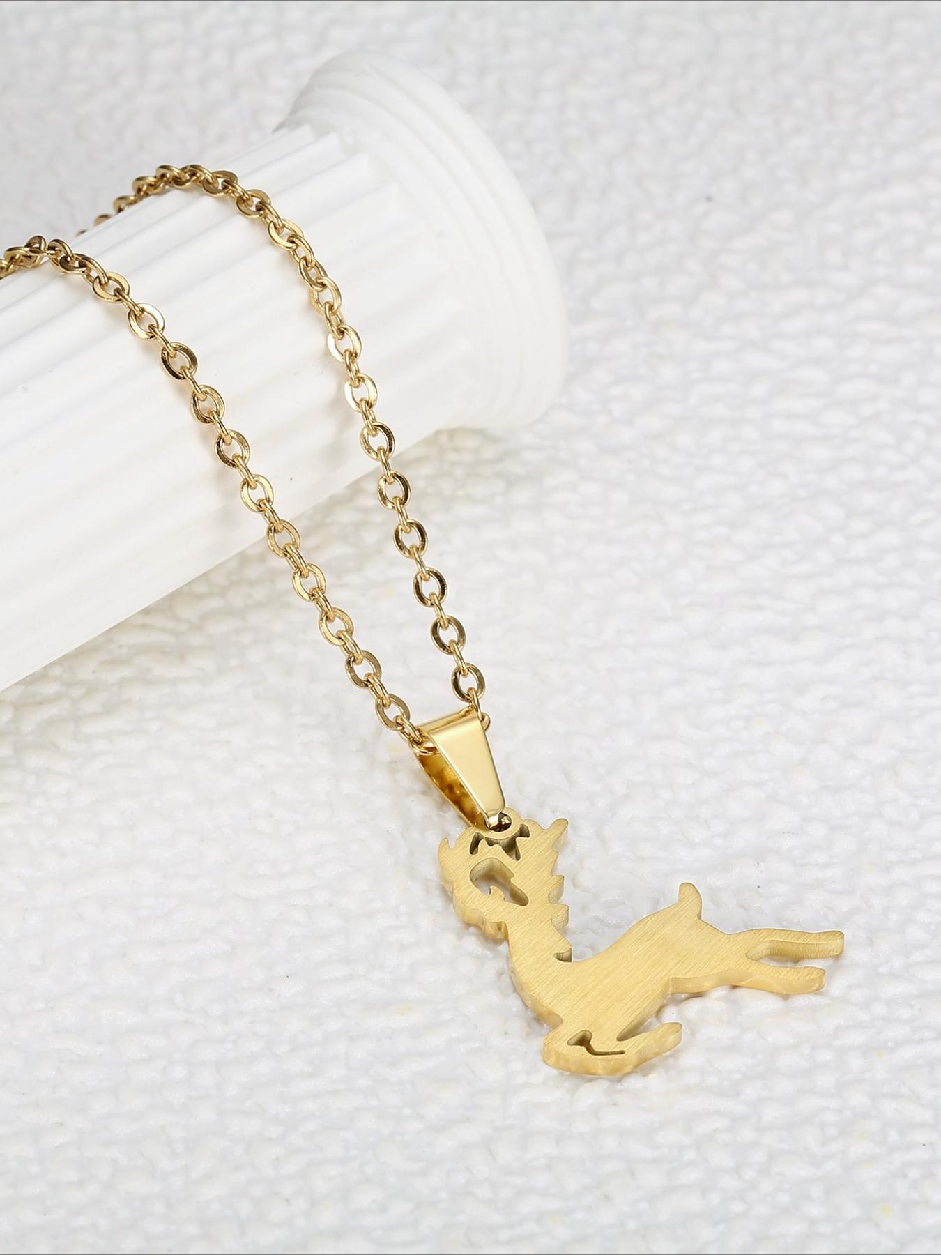 Christmas Elk Pendant Necklace, Stainless Steel Material, Christmas Accessories, Holiday Gifts