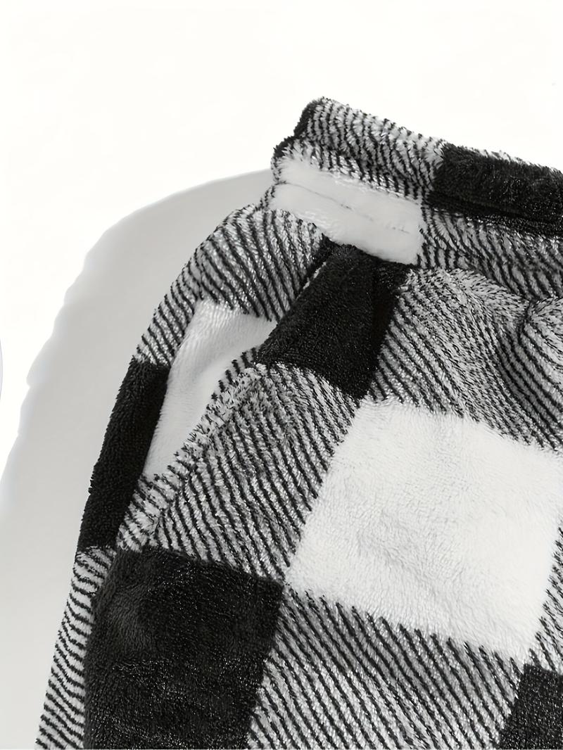 Unisex Plaid Fleece Print Drawstring Pants, Casual Daily Wear, Winter Warm Sleepwear, Christmas Gift, Long Pants Unisex Plaid Fleece Print Drawstring Pants, Casual Daily Wear, Winter Warm Sleepwear, Christmas Gift, Long Pants