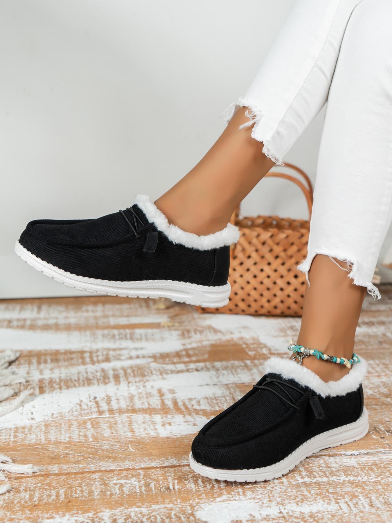 Women's Fleece Lined Corduroy Loafers, Warm & Lightweight Design, Perfect for Fall Winter Daily Wear, Home Outdoor Activities