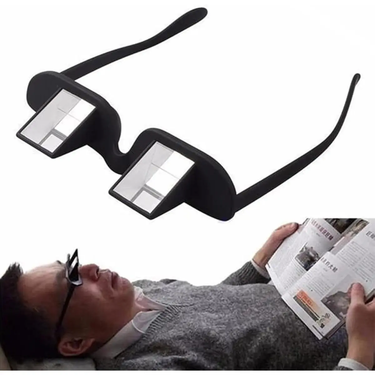 Lazy Reading Glasses Prism Spectacles Horizontal Bed TV Glasses Neck Pain Relief Lie Down Viewing