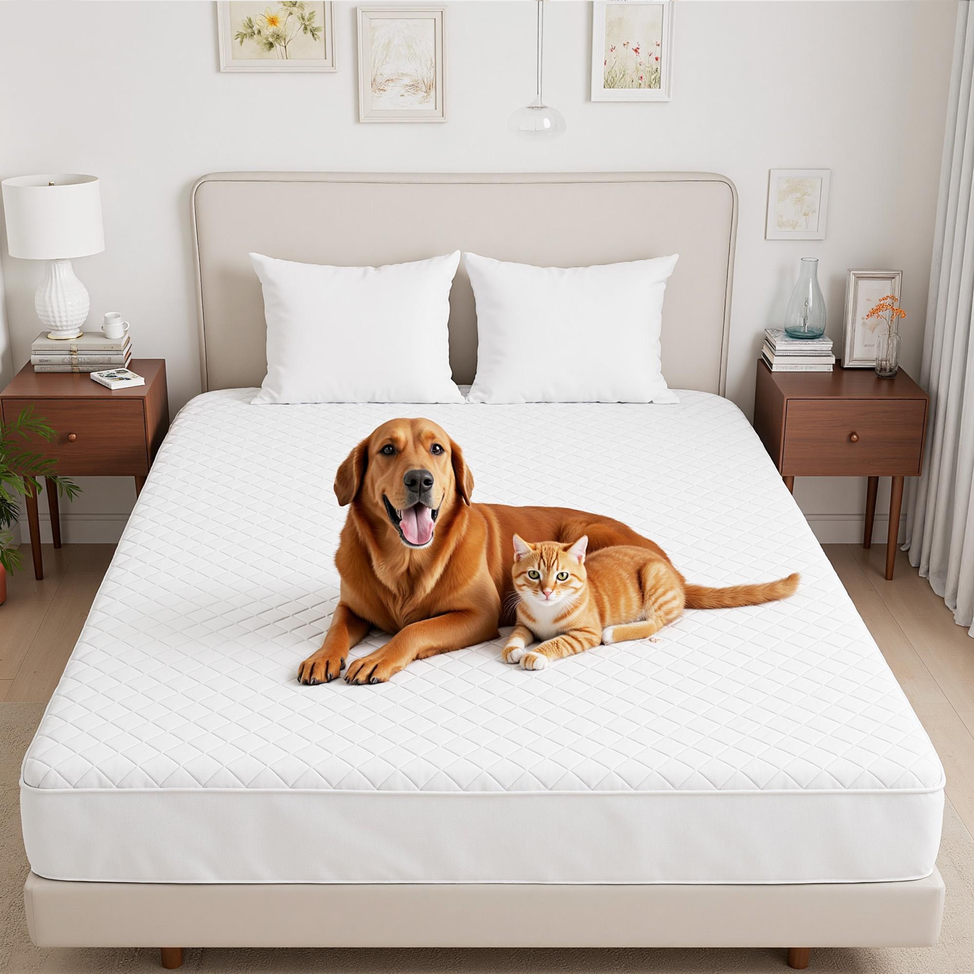 Raybee Waterproof Mattress Cover, Waterproof Mattress Protector with 6''-16'' Deep Pockets,Soft Cooling Waterproof Mattress Pad,  fitted sheet for Bedroom, Collage Dorm,Hotel