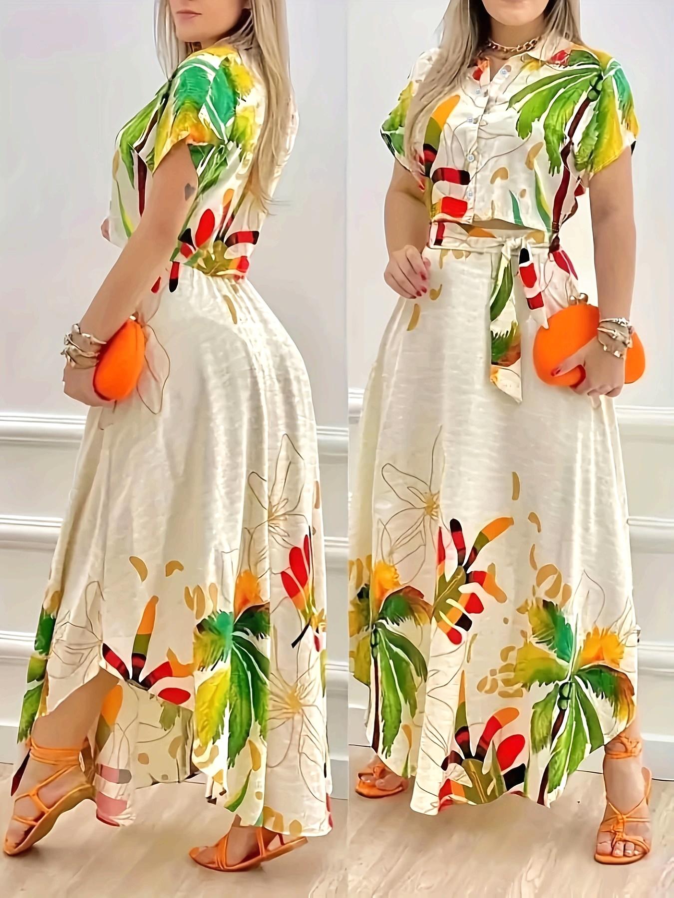 [Skirt Suit] New European And American Style Fashion Positioning Print Skirt Suit