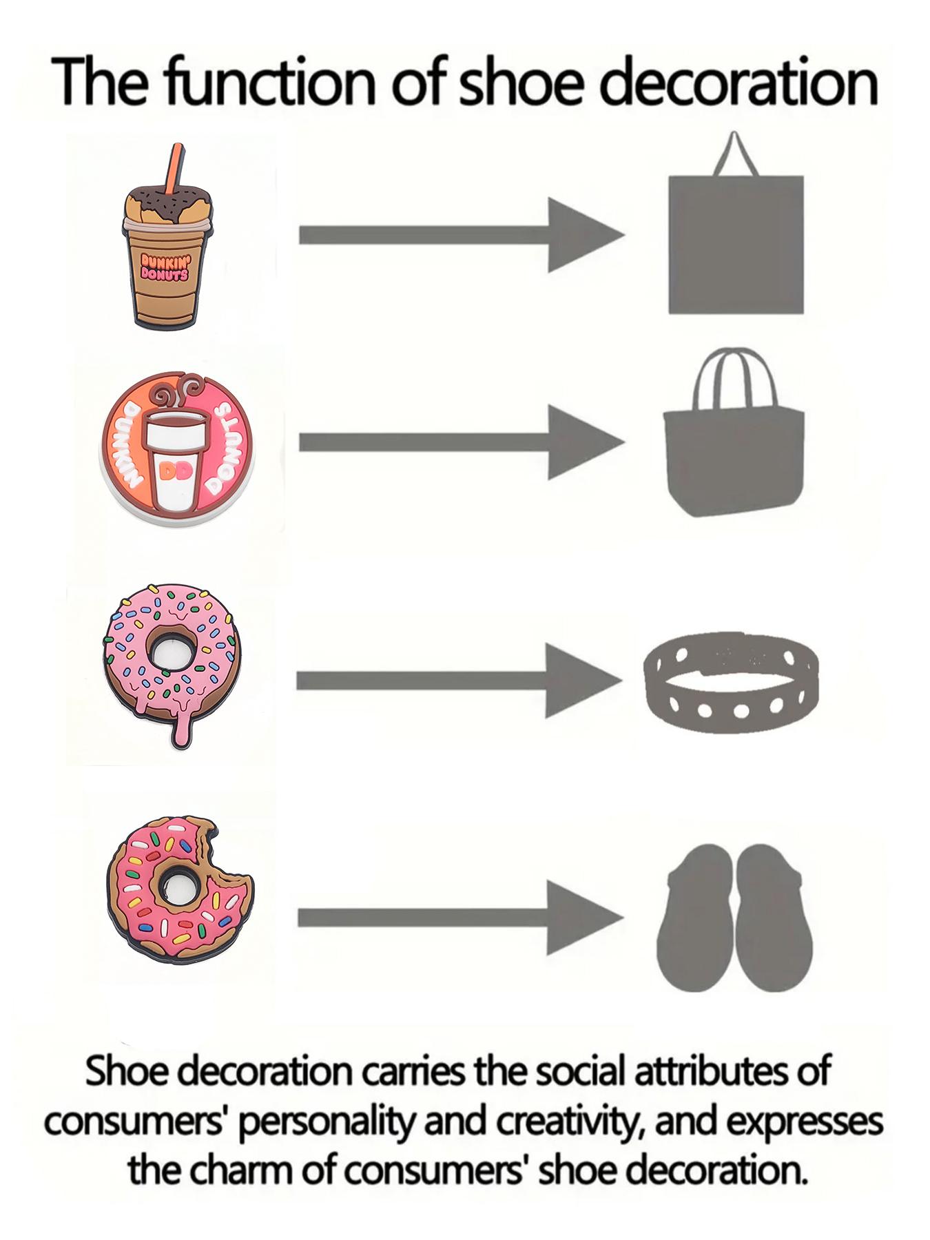 11 Pcs Donut Hole Shoe Charms For Bubble Slides Clogs Sandals,PVC Shoe Decorations Accessories Buckle For Christmas Birthday Gifts