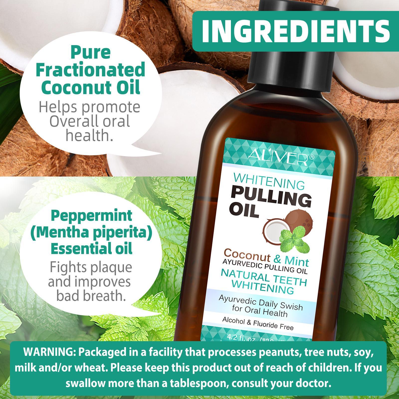 120ML Aliver Coconut Mint Mouthwash & Tongue Scraper Set, Natural Alcohol-Free Fresh Breath Ayurveda Mouthwash, Oral Health Care, Oral Care Product