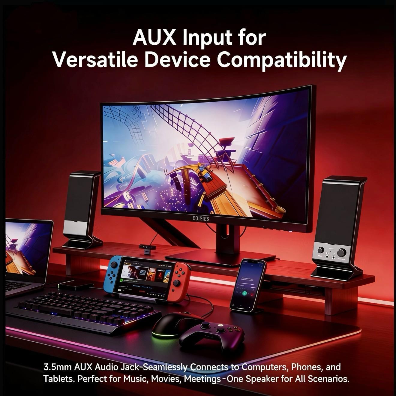 Computer wired Bluetooth desktop speaker, dual speakers, 360 ° surround sound, desktop speaker, high volume, suitable for office, gaming, watching movies, desktop audio, USB powered speaker