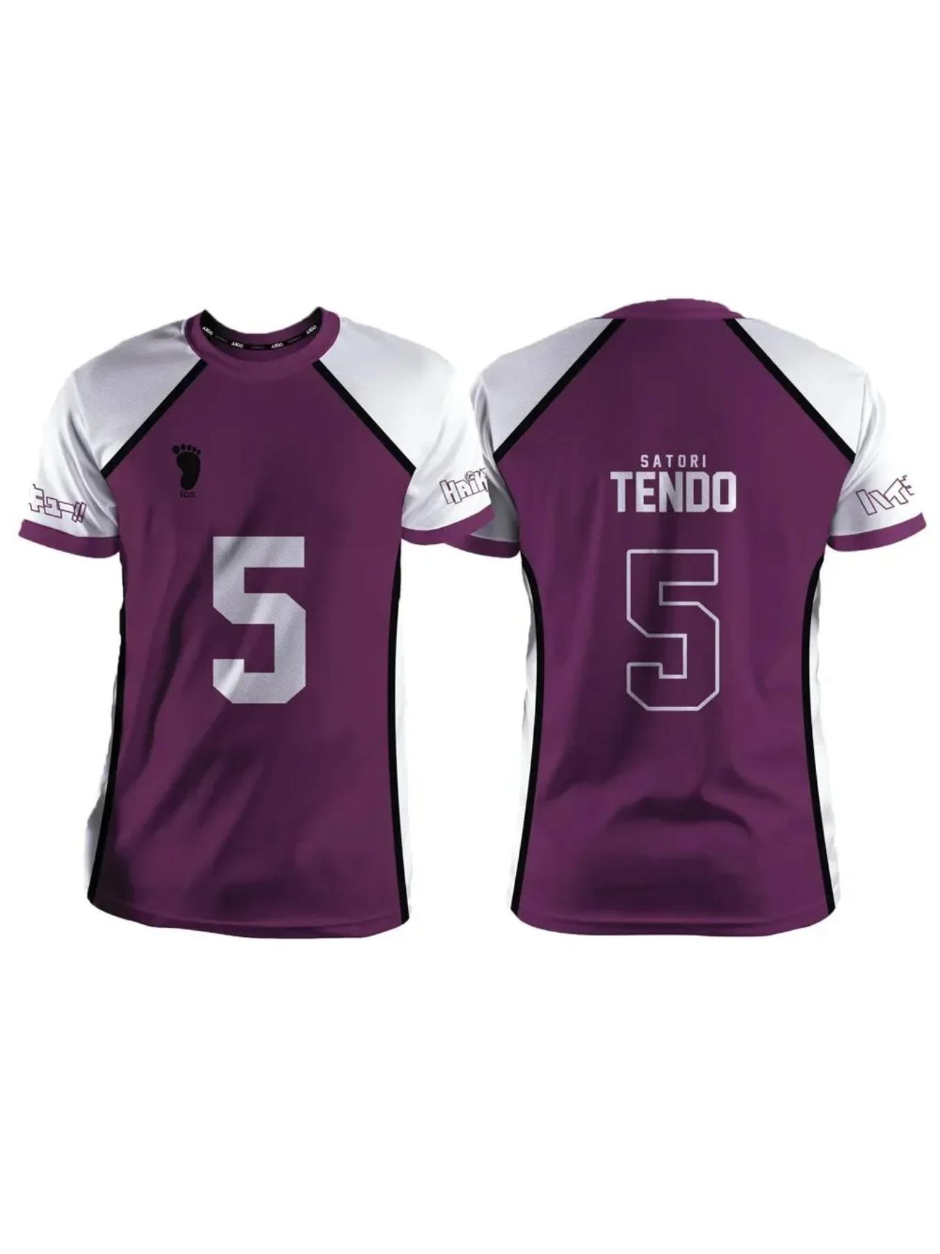 Haikyuu Shiratorizawa Purple Japanese Anime Cosplay T-shirt, Unisex, Summer Short sleeved, Children's Fashion, Men's and Women's Cartoon T-shirt