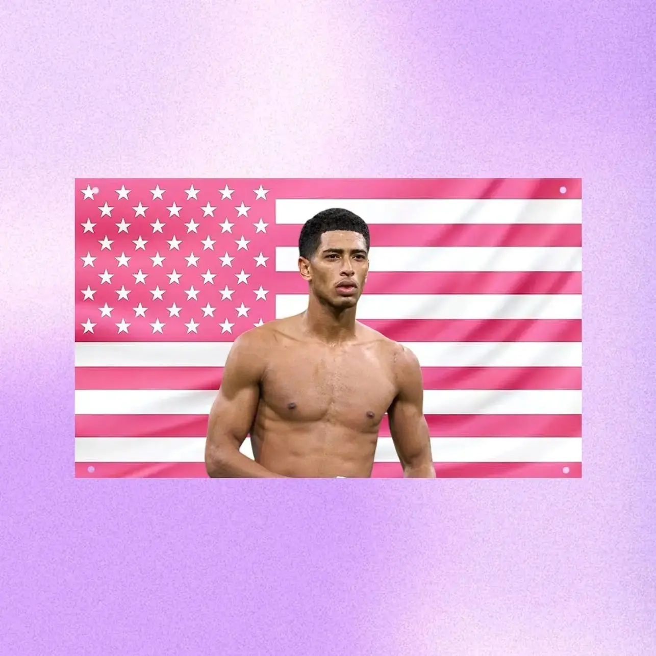 Jude Bellingham Pink US Wall Tapestry Flag, Football Wall Art, Soccer Bedroom Decor, Sports Fan Banner Polyester Peach Skin Wall Tapestry