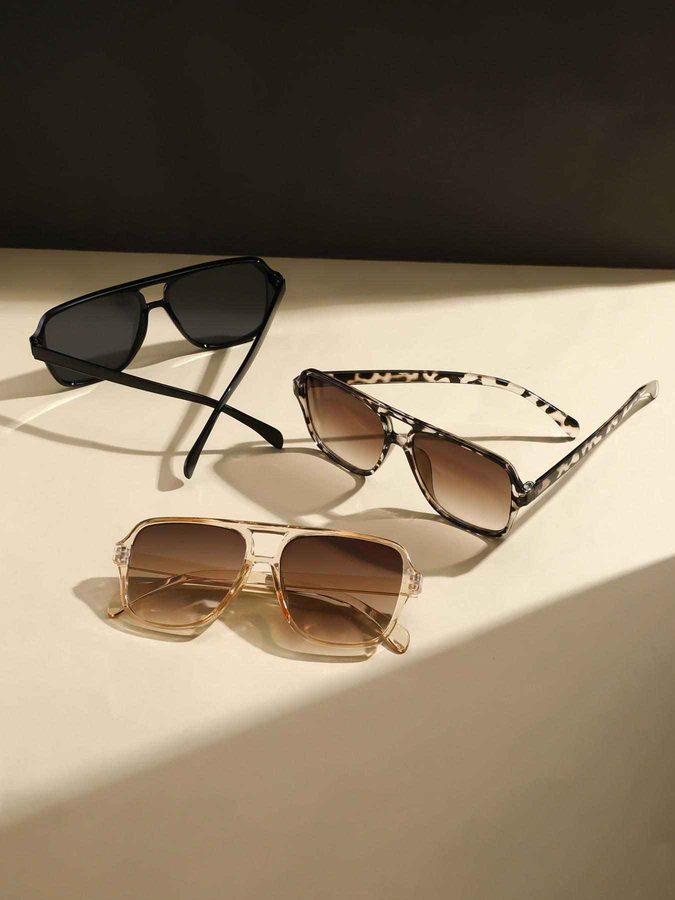 Women's Classic Pilot Frame Sunglasses, Trendy Shades, Vintage Style, Perfect for Driving, Shopping, Afternoon Tea Parties, Pack of 3