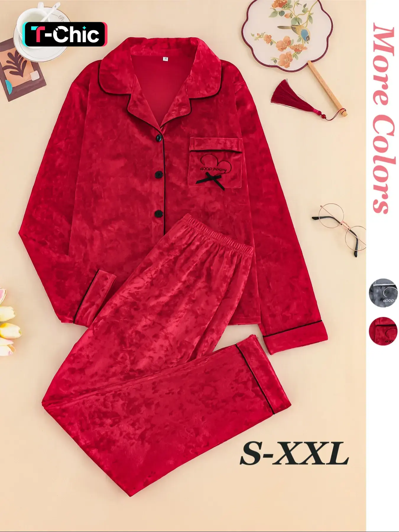 【Black Friday】Women's Elegant Winter Knit Solid Pajama Set Pjs Nightwear, Fitted Long Sleeve Button-Up Top & Warm Pants, Comfortable Loungewear Homewear for Cold Weather
