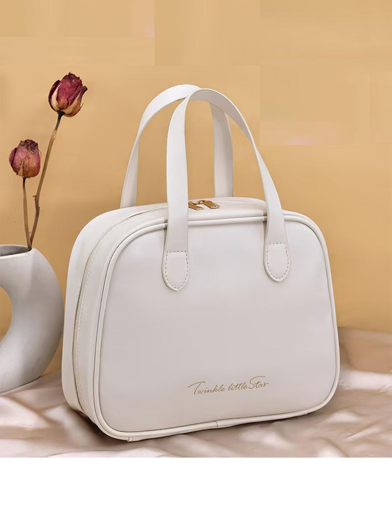 High-End PU Makeup Bag, Large Capacity Travel Cosmetic Organizer, Multi-Functional Bathroom Storage, Portable Partitioned Washbag