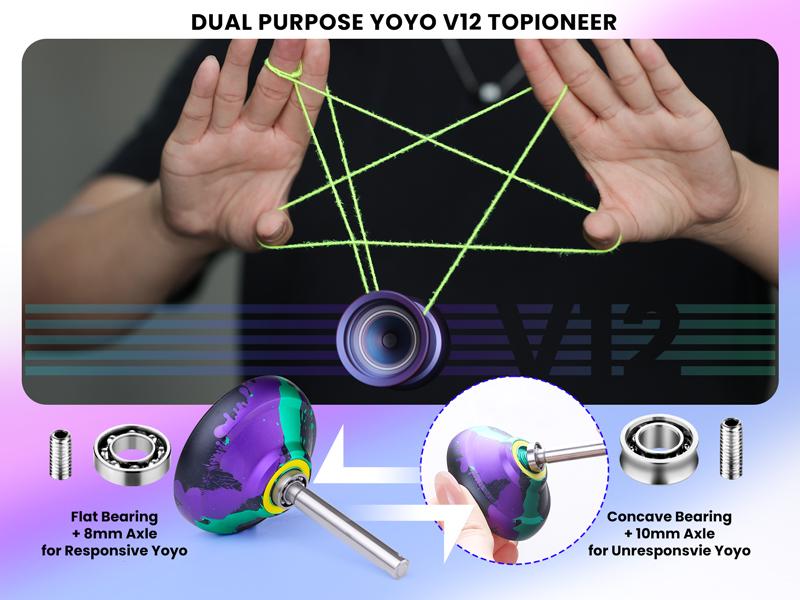 MAGICYOYO V12 Finger Spin Yoyo Professional Responsive Yoyo for Kids & Adults, Unresponsive Yoyo for Advanced, Professional Yoyo with 12 Yoyo Strings & Yo-Yo Accessory Kit