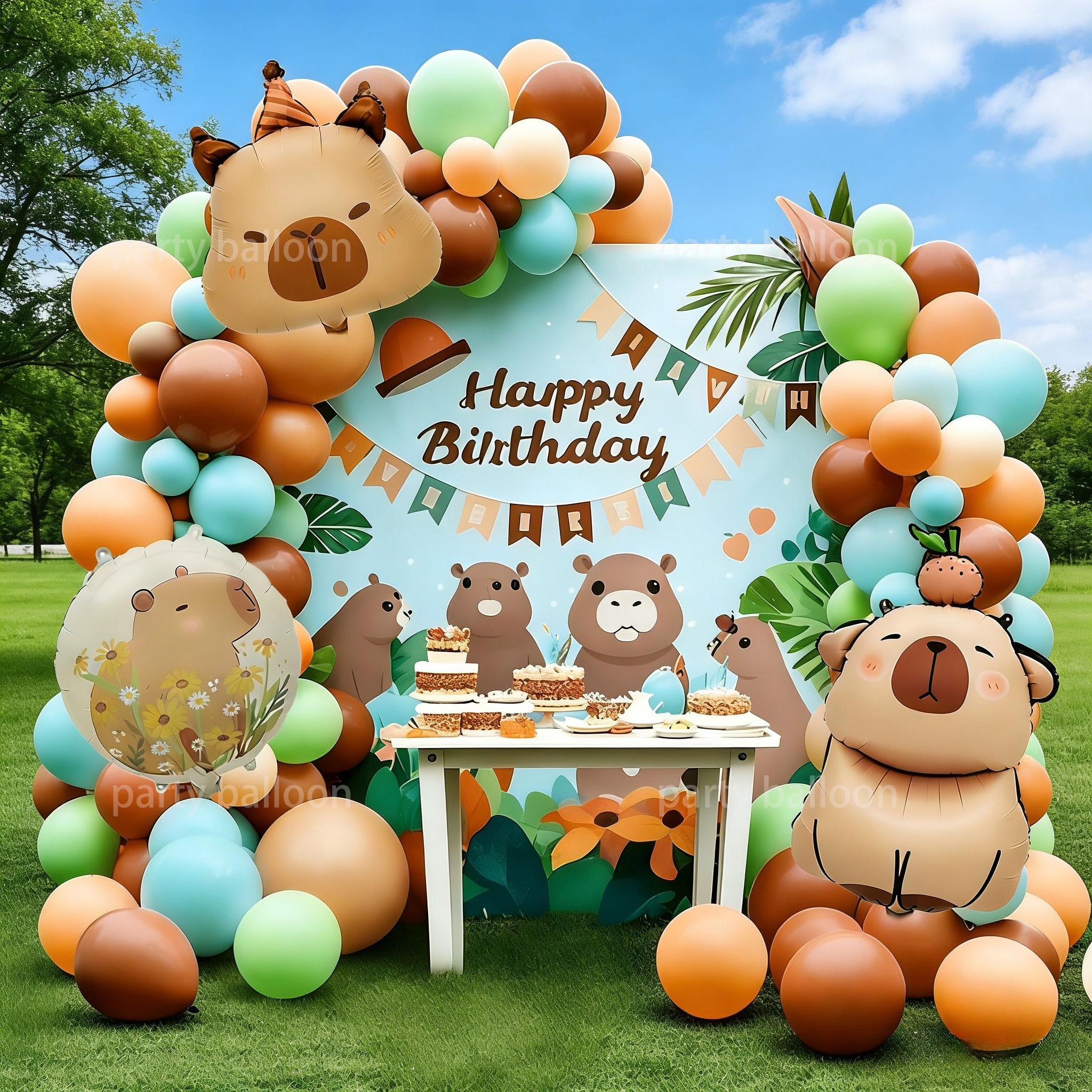 126 Piece Capybara Birthday Balloon Arch, Forest Style Party Decor, Includes Alum Foil and Latex Balloons, Perfect for Birthdays and Events