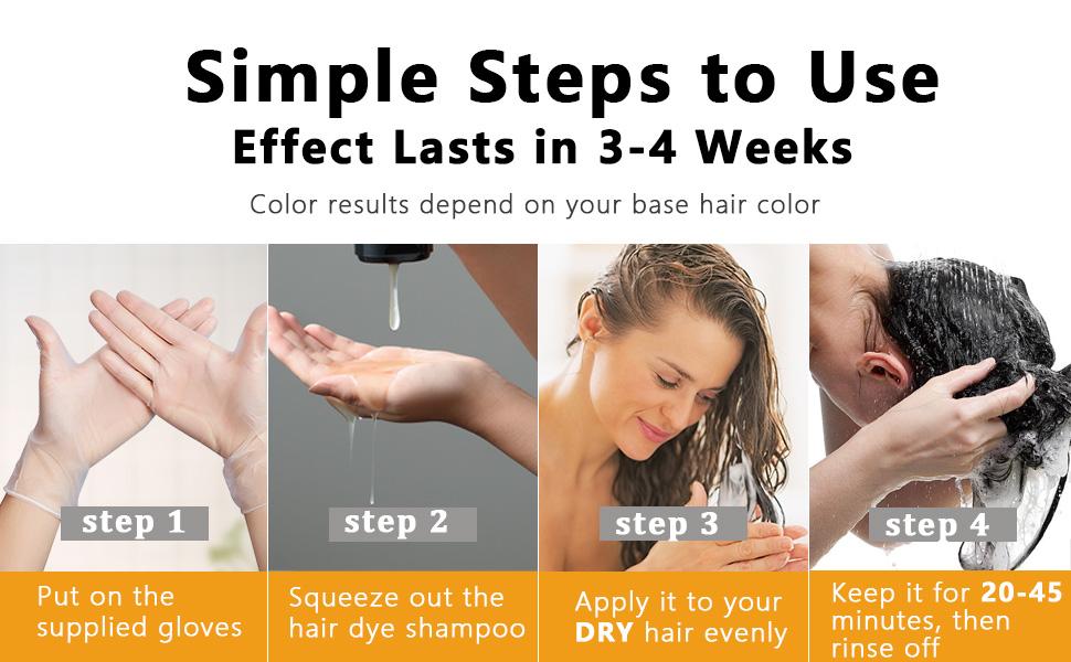 Purple Hair Dye Shampoo-Semi-Permanent Gray Coverage-Up to 30Days Lasting Results