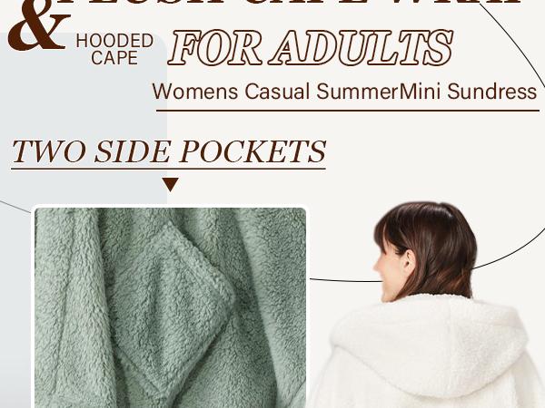 Hixiaohe Wearable Blanket Sherpa Poncho Office Work Warm Cozy Shawl Blanket Plush Cape Wrap Oversized Hooded Design with Pockets Hixiaohe Wearable Blanket Sherpa Poncho Office Work Warm Cozy Shawl Blanket Plush Cape Wrap Oversized Hooded Design with Pockets