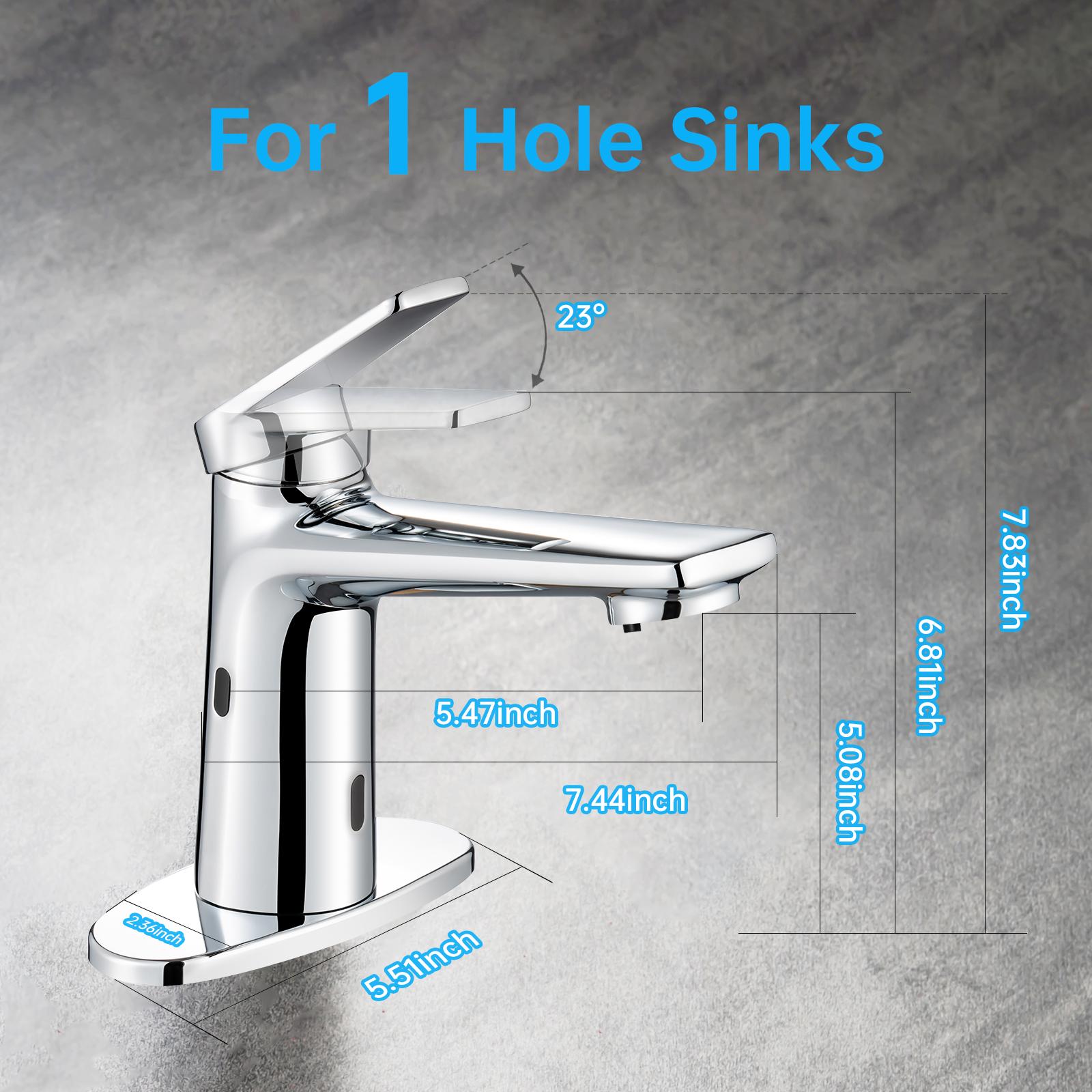 Bathroom Faucet with Soap Dispenser, Adjustable Hot & Cold Water Temperature, Short & Long Sensor Modes, Touchless Automatic Basin Sensor Faucet