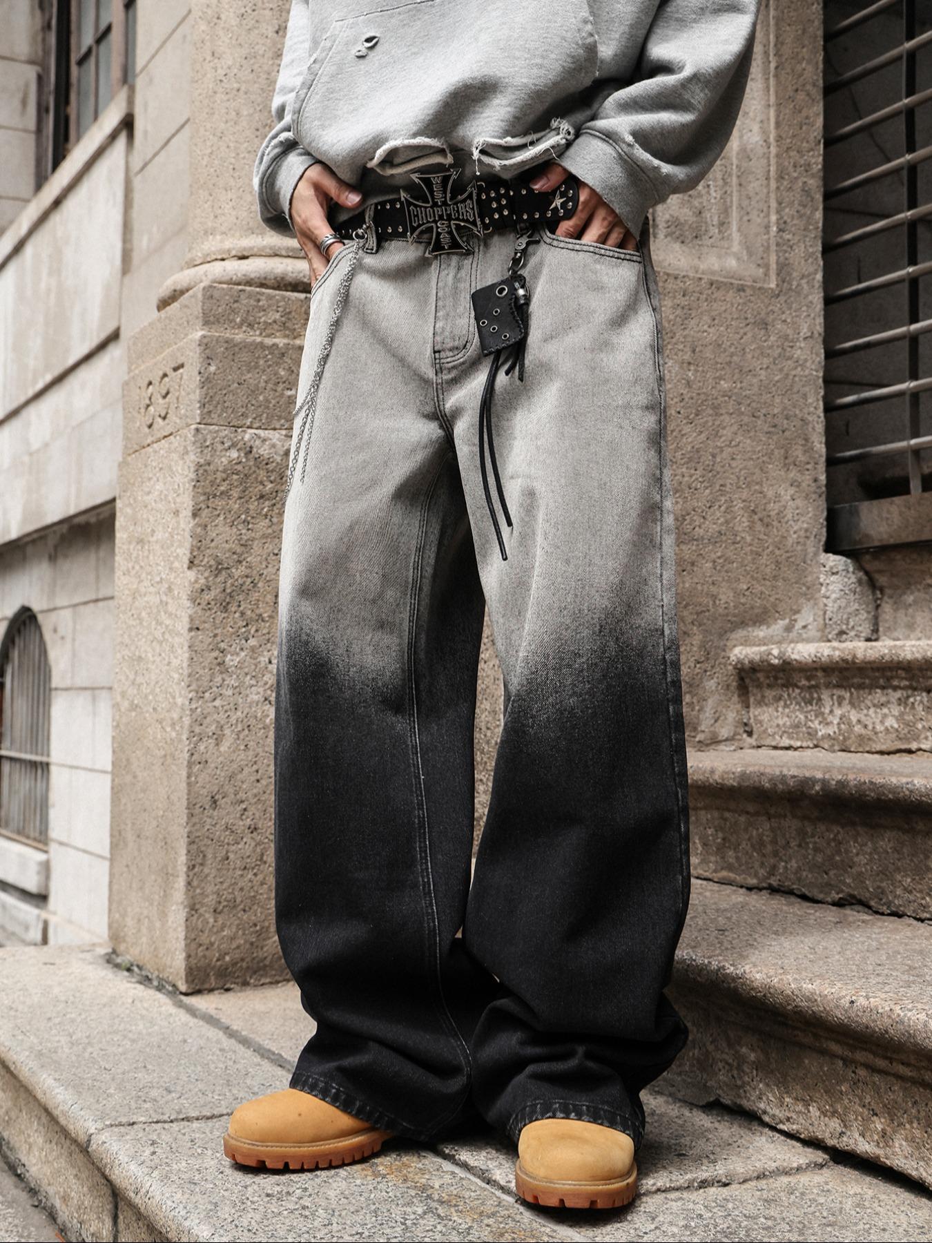 Four-Season Gradient Washed Vintage Loose Straight Jeans, Y2K Street Style Denim Jeans, Perfect Gift for Husband or Boyfriend