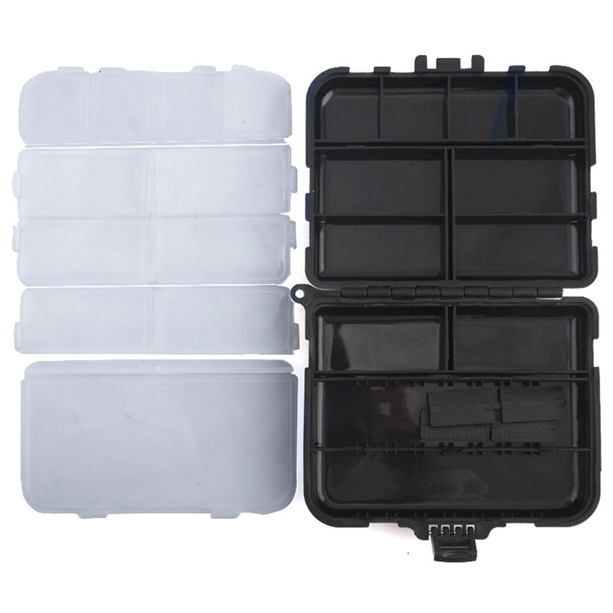 2-Pack Mini Plastic Fishing Gear Box, Compact Fishing Storage Box, Kayak Fly Box, Durable Large Compartments, Portable Bait and Hook Container