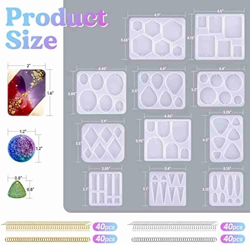 LET'S RESIN Resin Earring Mold, 171 Count Resin Jewelry Molds Making Kit with 11 Pack Variety Shape Resin Molds Silicone, Earring Molds for Epoxy Resin, Pendant, Earrings, Necklace, Keychains