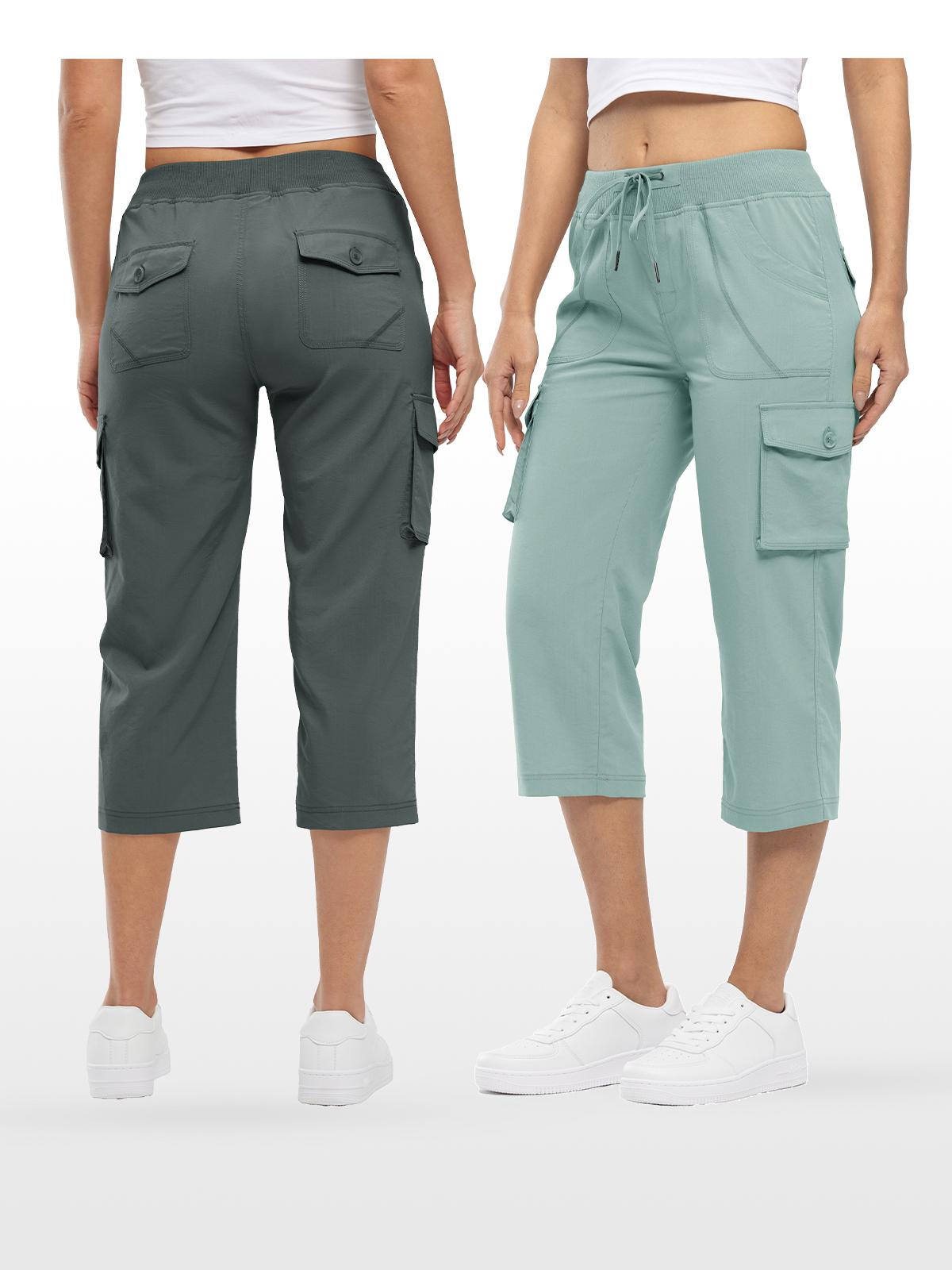 TBMPOY Womens  Plus Size Casual Outdoor Cargo Capris Lightweight Hiking Pants 6 Pockets Quick Dry Trip Loose Shorts Comfort Womenswear Trouser