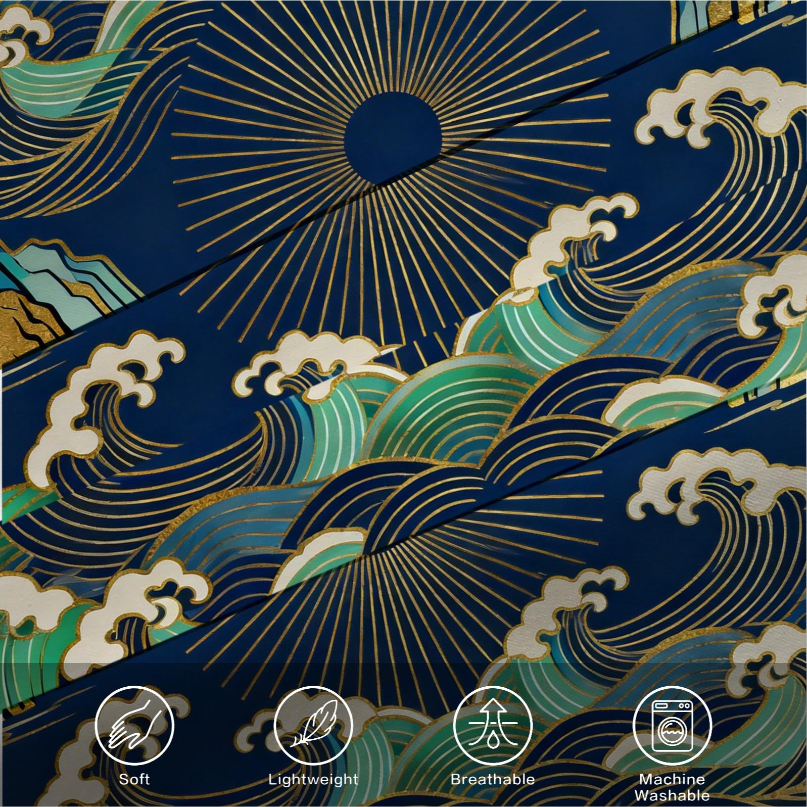 2/3 Piece Wave Sun Duvet Cover Set, HD Digital Printed Comforter Cover, Soft Breathable Bedding Set for Guest Room Bedroom Decor (No Insert)