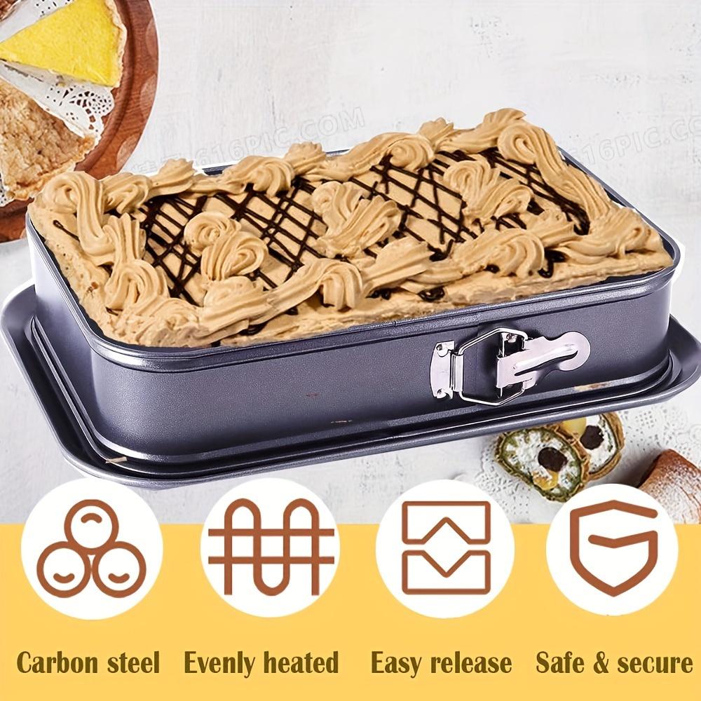Baking artifact leak-proof rectangular cake tray: non-stick easy release| Professional grade carbon steel Easy to make perfect cheesecake Oven dishwasher safe