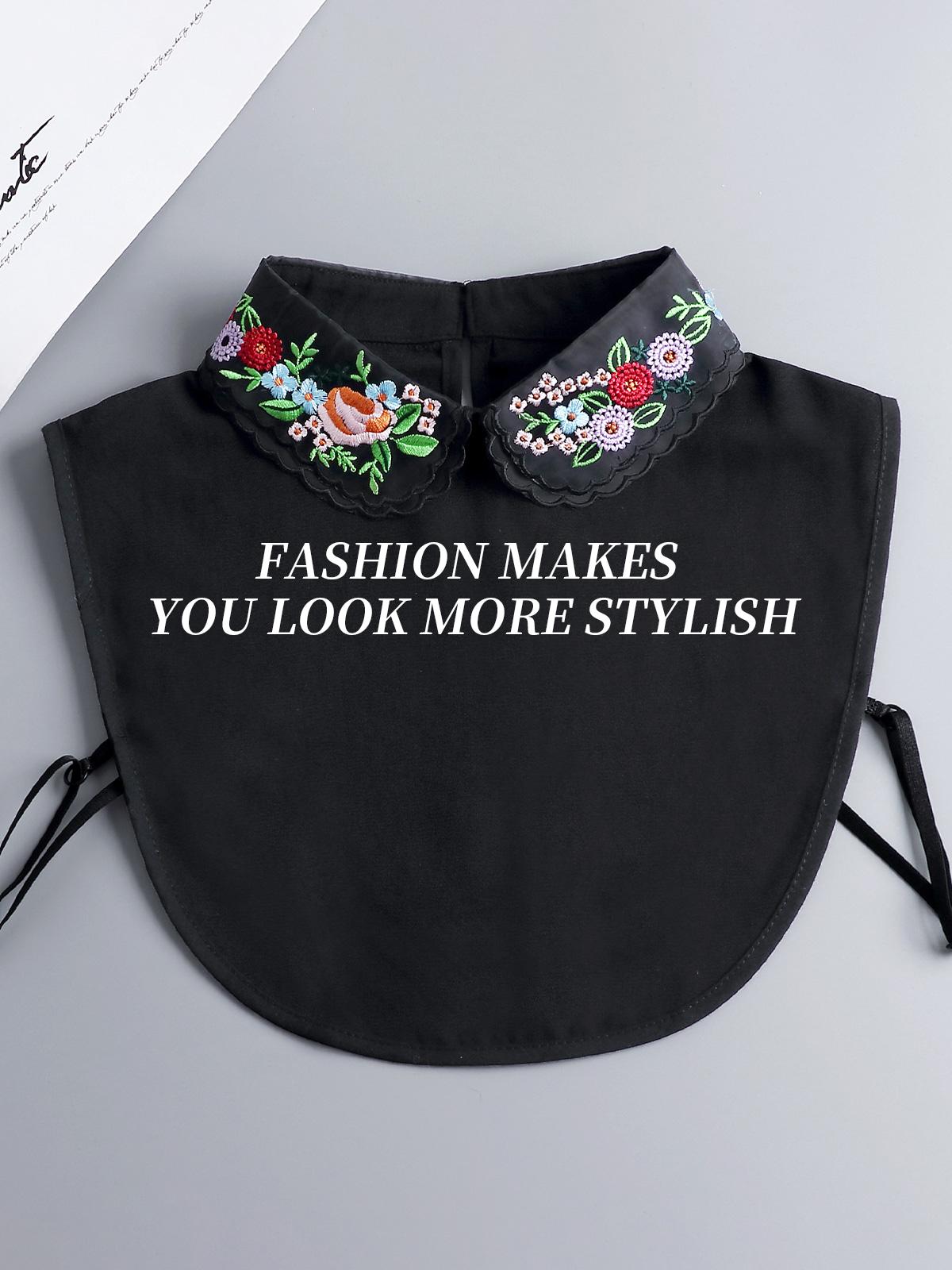 Embroidery Fakes Collar Women Cotton Detachable White Collar Dickey Half Shirts, Detachable White Collar One Size Can Be Paired With Various Jackets Suitable For Business, Gatherings, And Various Occasions Not Deformed And Easy To Clean