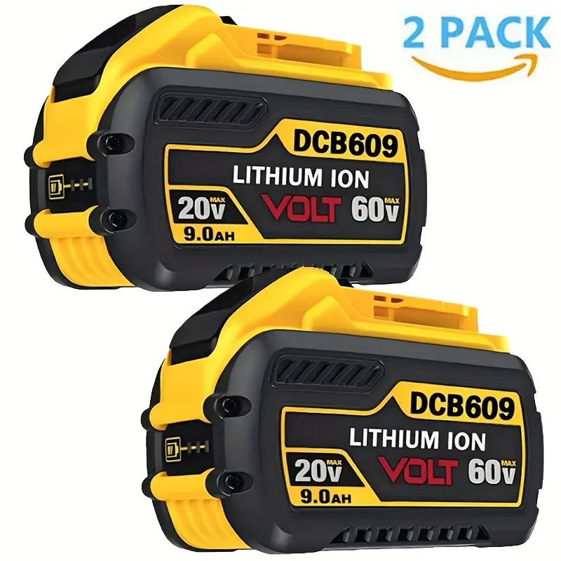 2-Pack 20V/60V Power Tool Batteries for Dewalt 9.0Ah High-Capacity Lithium-Ion Battery DCB609, DCB606, DCB612, DCD996, DCH80, DCH90