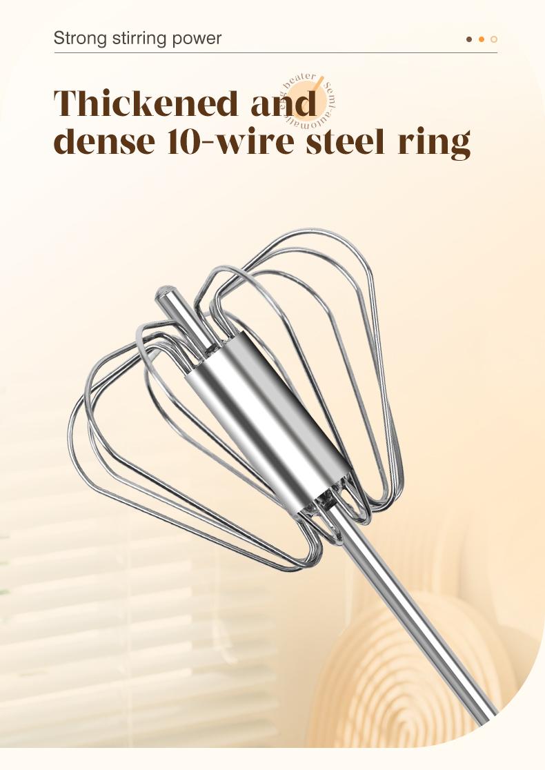 Stainless Steel Hand-Push Rotary Whisk A hand mixer stirrer for cooking, perfect for blending, whisking, beating, and stirring tasks.