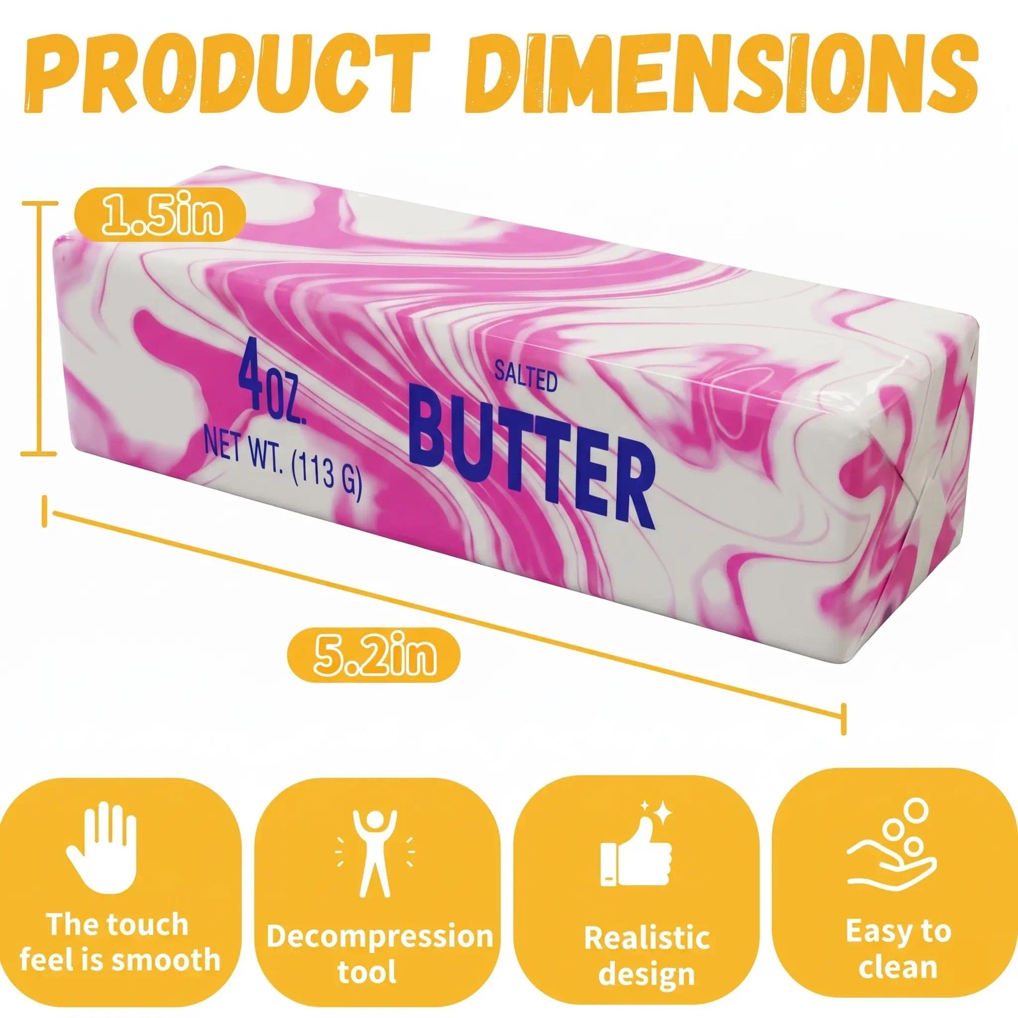 Butter Squishy Stress Toy, Squishy Fidgets, Anxiety Squishies, Realistic Butter Stick Fidget, Slow Rising Soft Squeeze Toy for Adults Stress Relief & Anxiety Relief, Sensory Desk Toy & Gift for Office Home