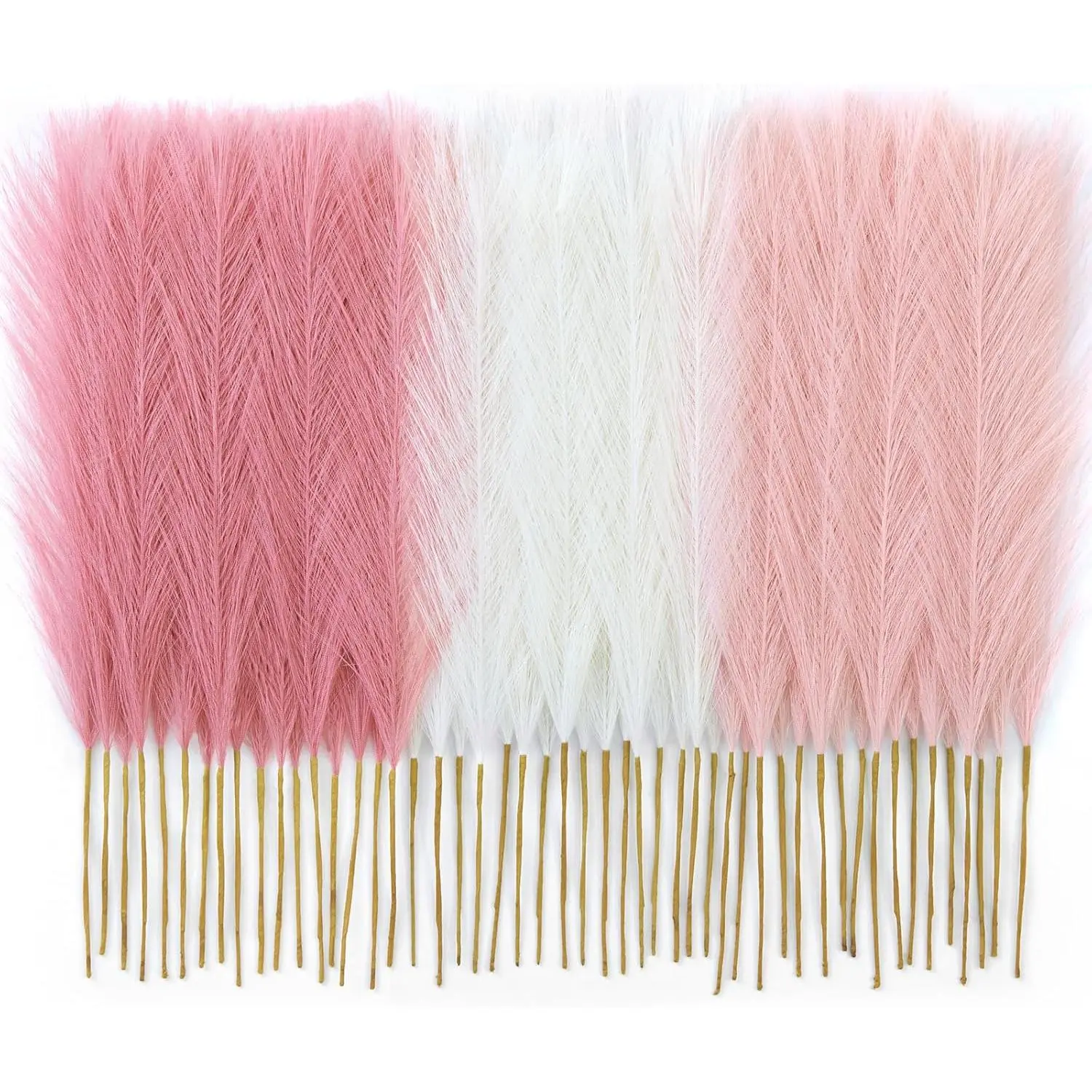 30pcs 21.65in (55cm) Blush Pink Soft Silk Faux Pampas Grass Artificial Flowers Accessories Bundle - Fluffy Gradient Feathers, High-End Boho Home Decor Set Pack for Living Room, Wedding Table Centerpiece Vase Gift