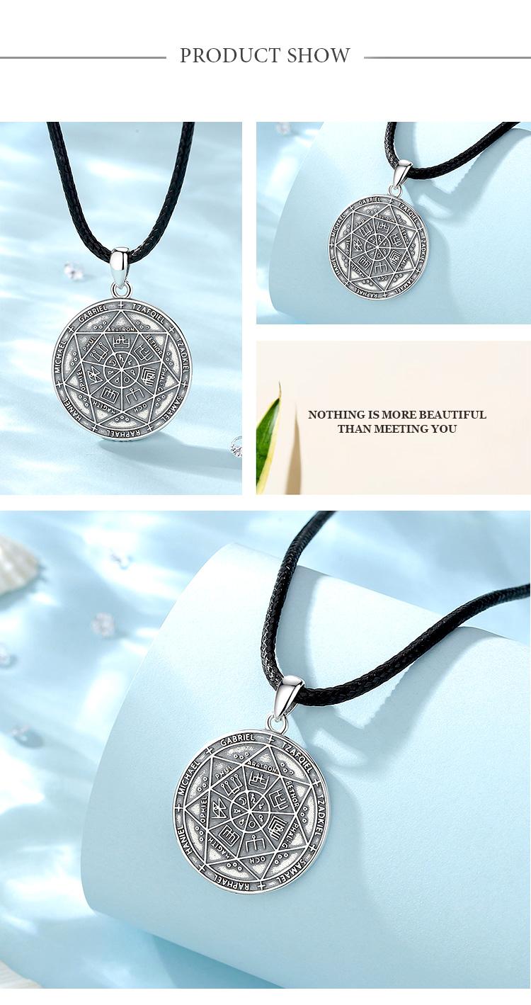 Antique Seal of Seven Archangels Necklace, Protective Solomon Pendant, Archangel Michael Talisman Amulet, Spiritual Jewelry Gift For Men