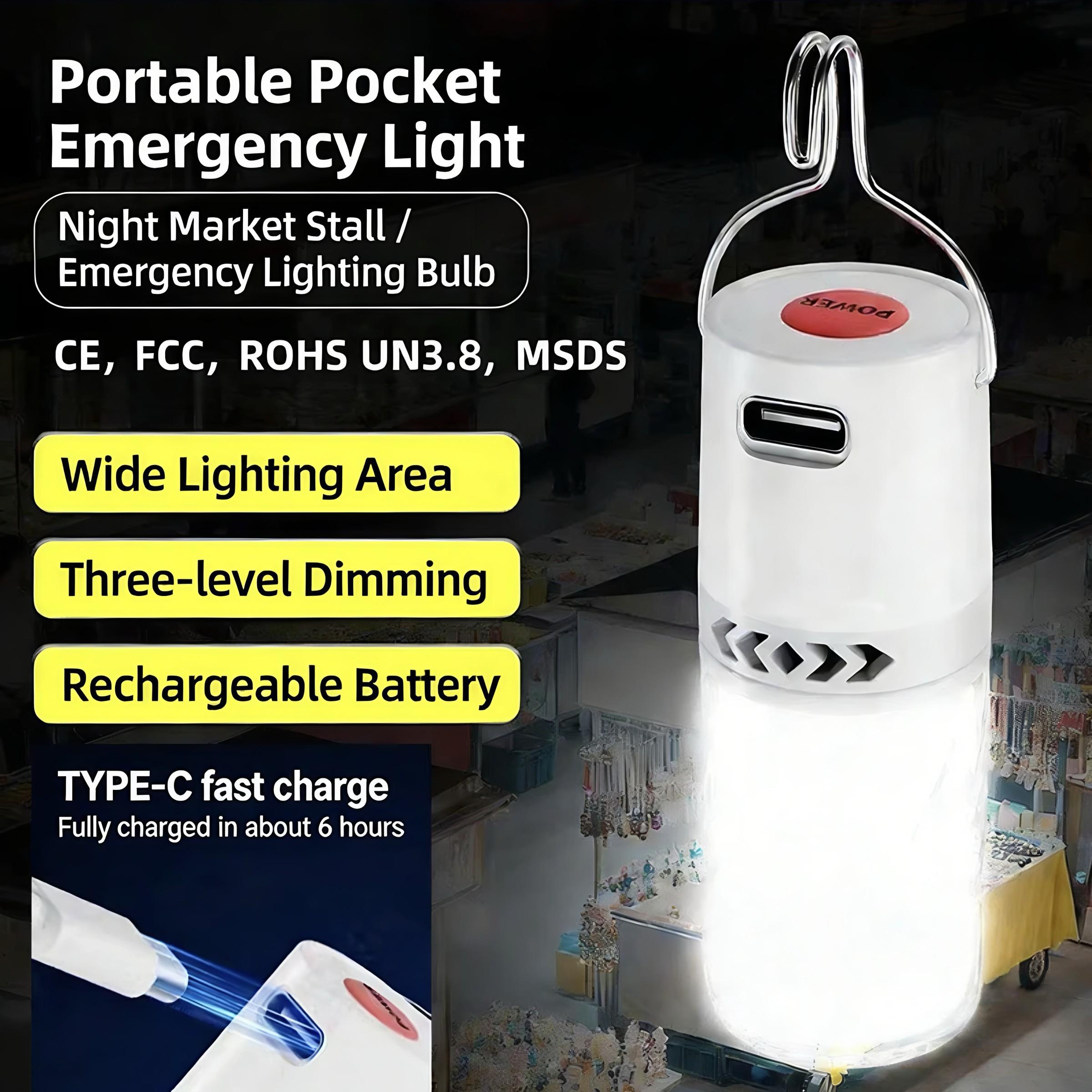 USB Rechargeable Emergency Light Bulb, Hook-Style Outdoor High-Lumen LED Camping Lantern, Portable Emergency Lighting Solution