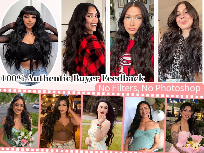 [ KooKaStyle ] Clip- in Synthetic Hair Extensions Long Wavy 4PCS Thick Hairpieces  Double Weft Natural Hair Extensions for Women
