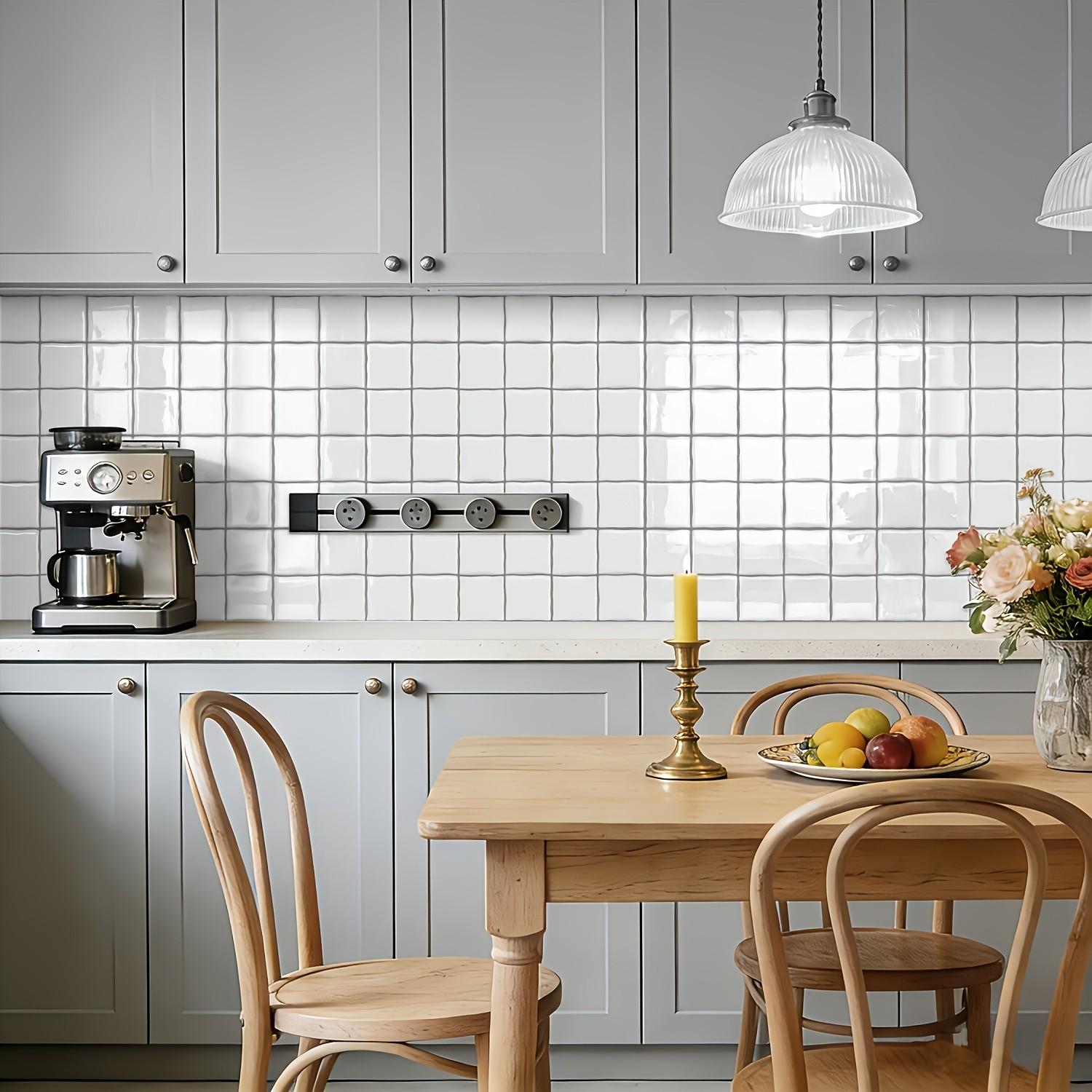 8pcs 3D Self-Adhesive Wall Tiles Stickers, 15.25x15.25cm, Multi-Color Grid Patterns, Removable Wall Decals for Kitchen, Bedroom, Living Room