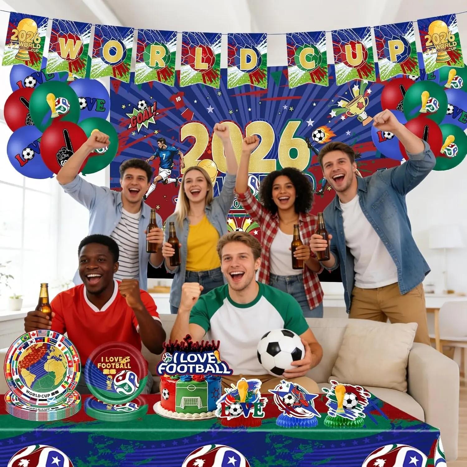 2026 Football Birthday Party Decoration Set, Soccer Theme Party Supplies for Kids and Adults, Includes Banners, Balloons, Hanging Decorations