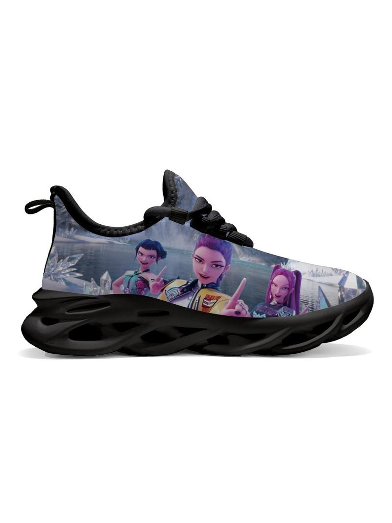 K-Pop Demon Hunters Casual Kids Sneakers Soft EVA Sole Low-cut Breathable Comfortable Fashion Sports Shoes for Girls Boys (011001)