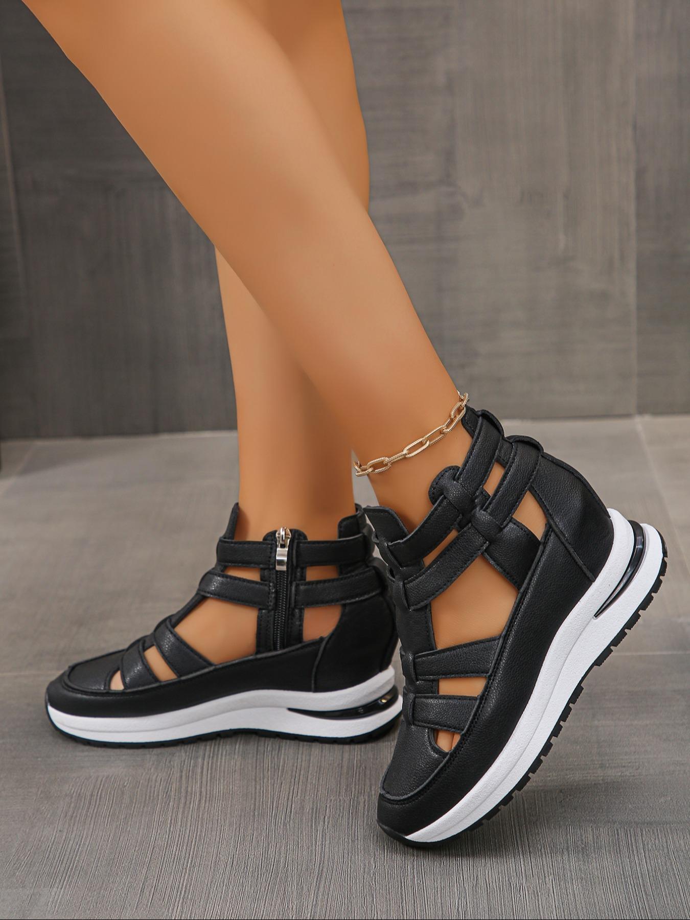 Fashionable Solid Color Platform Sandals, Casual Comfortable Sandals for Summer, Female All-match Round Toe Sandals for Daily Wear, Walking Shoes, Ankle Strap Sandal