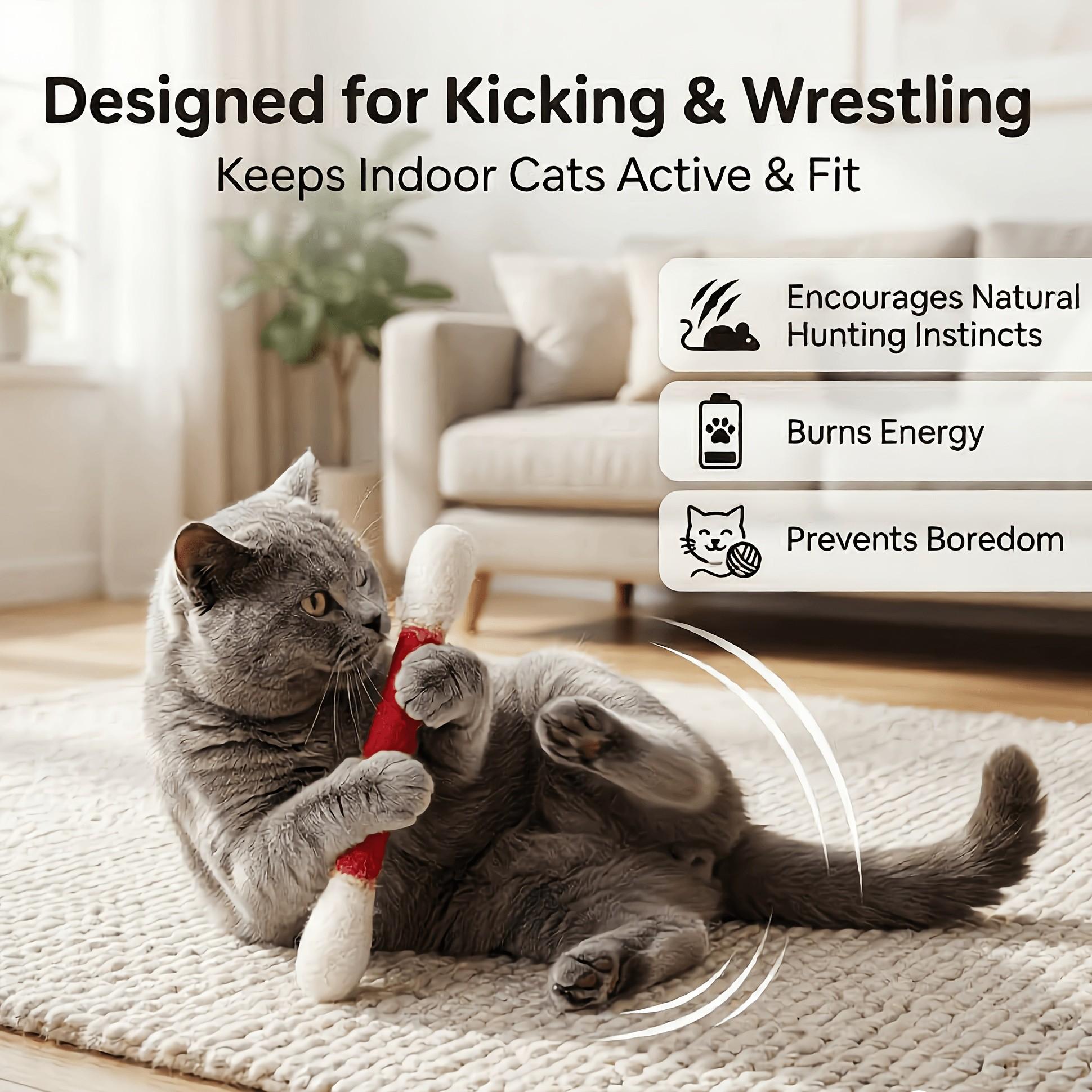 3-In-1 Large Cat Toy Stick, Interactive Cat Play Toy, Durable Chewable Pet Entertainment Stick, Ideal for Cat Training and Boredom Relief, Interactive Kitten Wand
