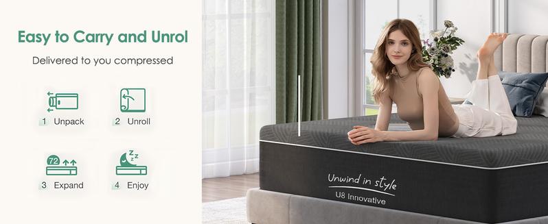 DlandHome10"12"14" Twin, Full, Queen, King Multi - layer structural design，Bamboo charcoal & silicone memory foam，Ergonomic design，Foam mattress，Easy to install，CertiPUR - US certified