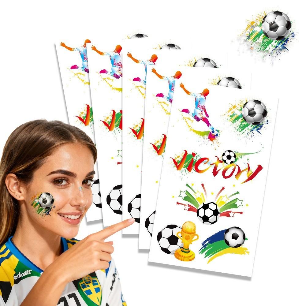 5 Pack 2026 Football Theme Tattoos, Field Celebration Stickers, Carnival Party Fan Emojis, Cheerleading Decorations