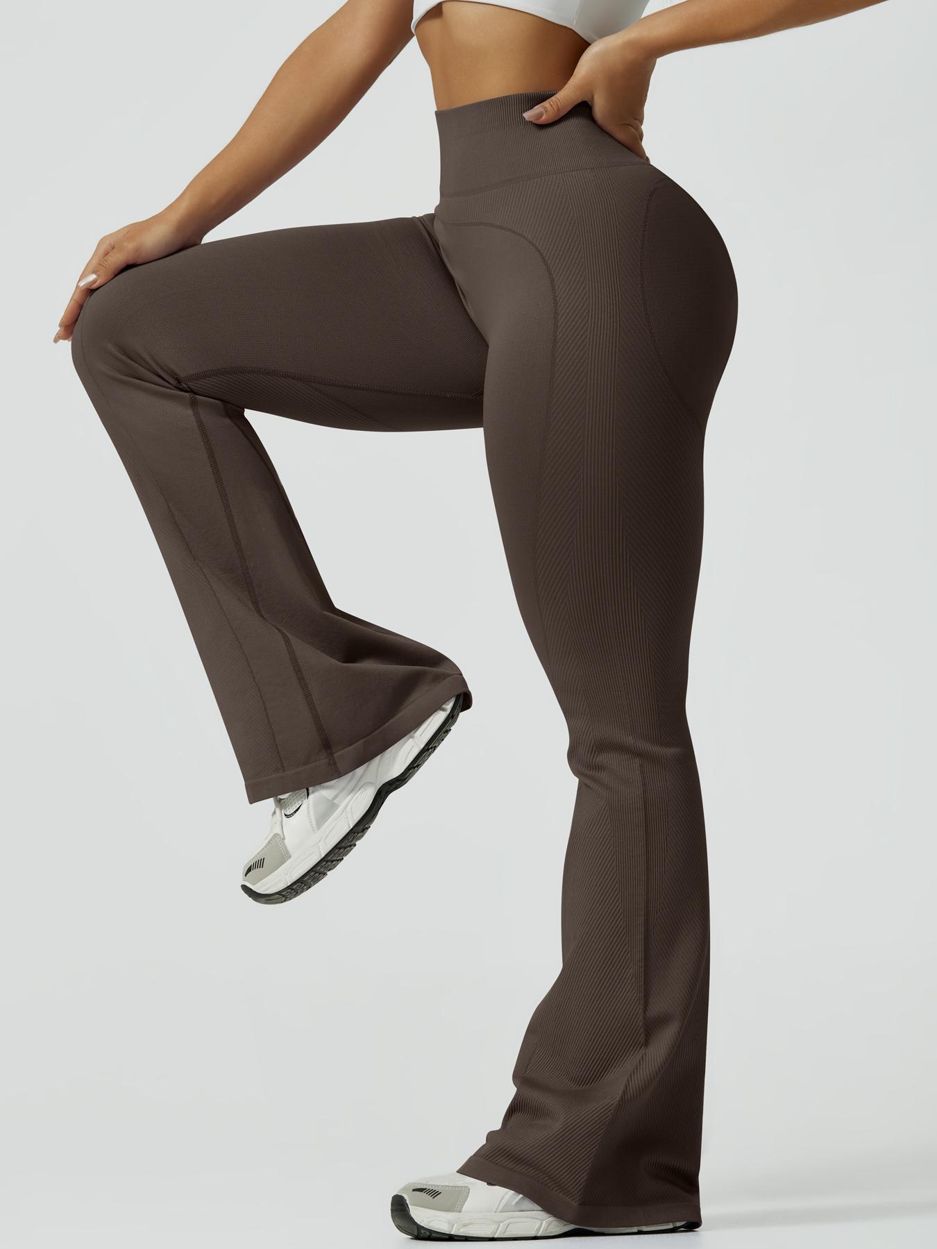 Women's Solid Color Flare Leg Sports Leggings, Comfy Breathable High Waist Bell Bottom Yoga Leggings, Ladies Sportswear for Indoor Outdoor Wear, Flared Yoga Bottoms