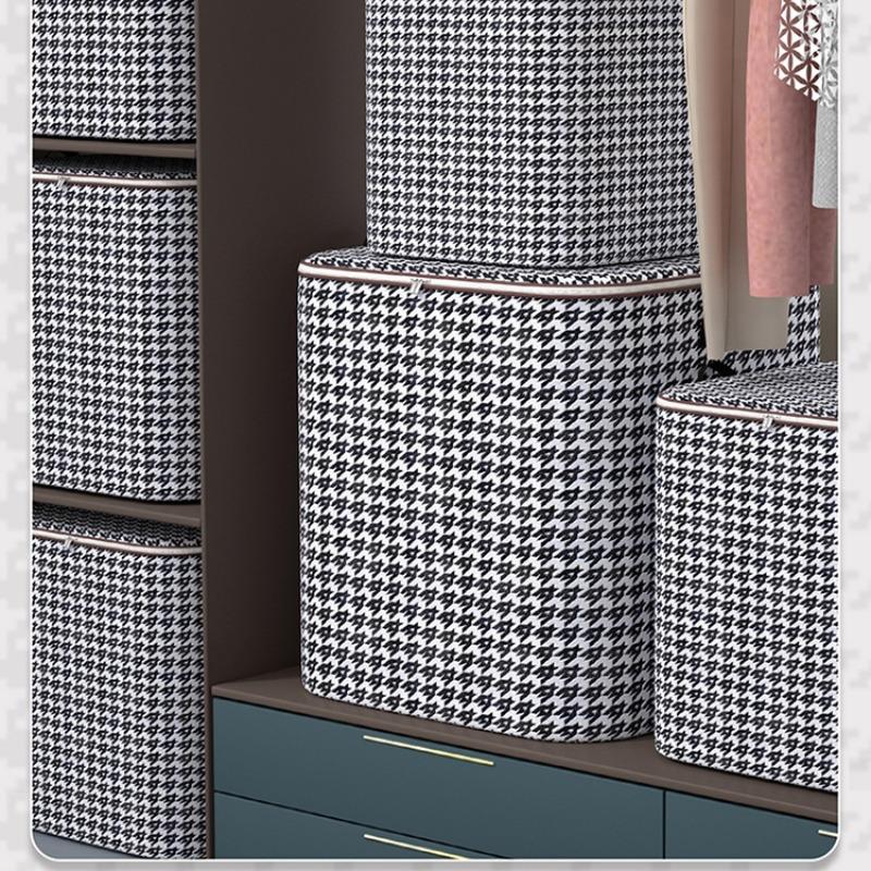 Checkered Pattern Large Capacity Storage Bag, Dustproof Waterproof Design, Space Saving Organizer, Space Saver Bags, Ideal Clothing and Quilt Organizer, Clothes Storage Organizer, Classic Style