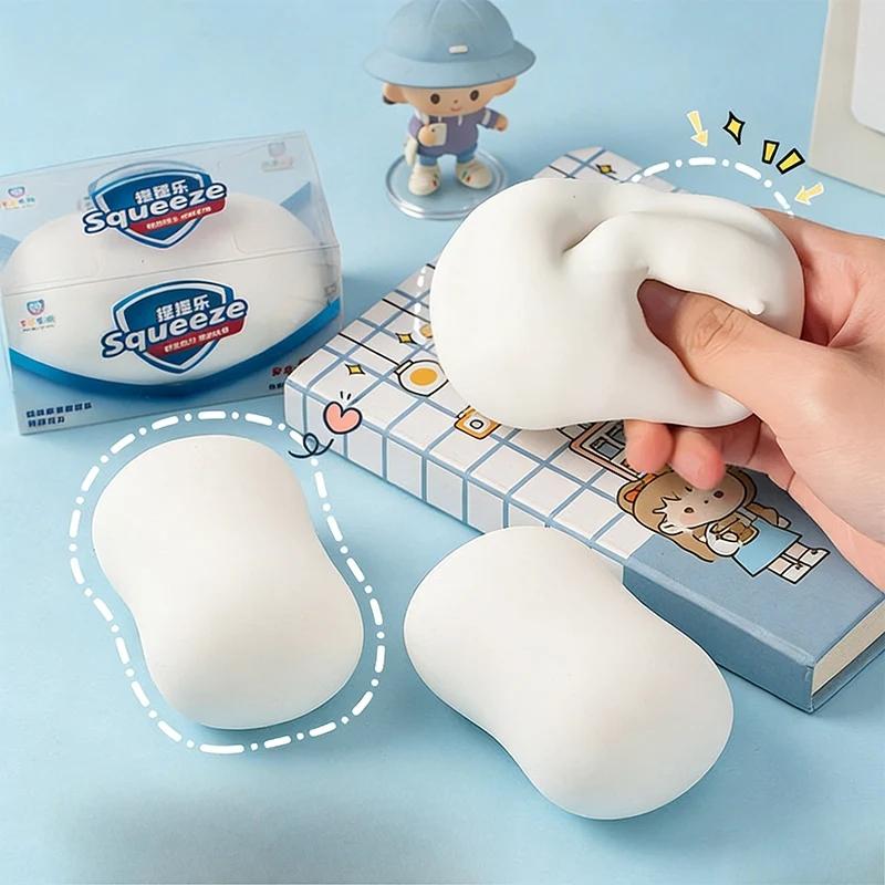 White Soap Style Soft Squishy Slime Toy Slow Rebound Sensory Fidget Cube Stress Relief Toy for Adults Kids Office Desk Decor Calming Anxiety Relief Gift