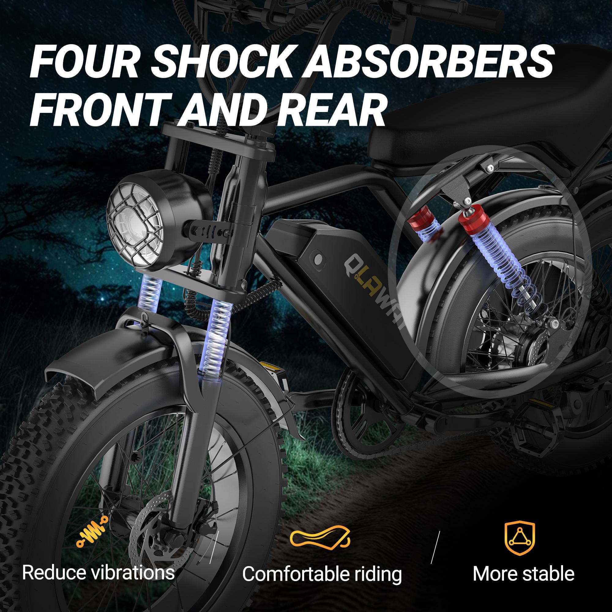 【VOLTVOGUE】Peak 1500W Electric Off-Road Bike 20-Inch Full Suspension E-Motorcycle, 48V 20Ah Removable Battery, 31MPH Top Speed, 40-55 Mile Range, 2-Seater, LED Headlights, 20-Inch All-Terrain Fat Tires, UL 2849 Certified
