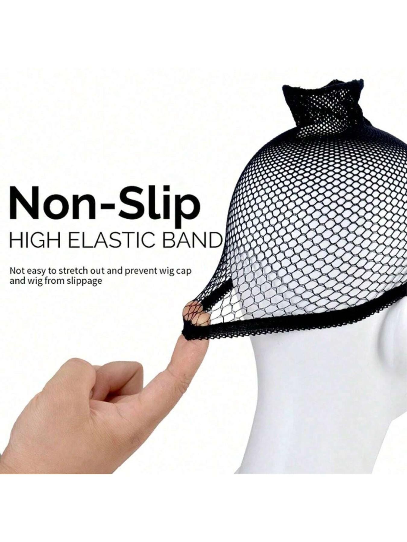 Black Wig Cap, Breathable Mesh Wig Net, Unisex Mesh Wig Cap, Wig Hair Net, Black Non-Slip Breathable Stretch Nylon Wig Cap Set, Long Wig Cap, Stretchable High Elastic Durable Hair Net, Wig Care Set, Wig Accessories