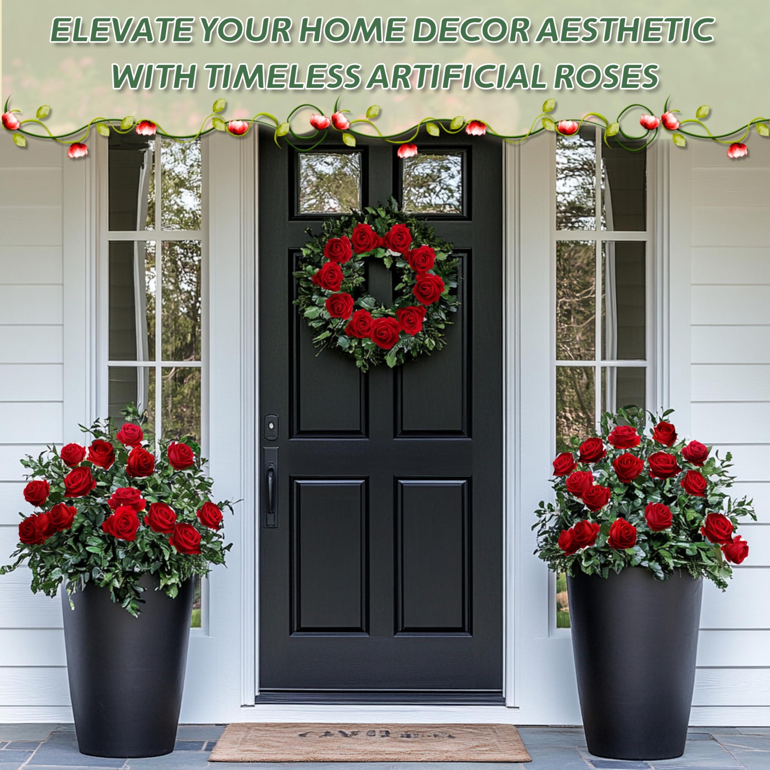 30pcs Realistic Long Stem Rose Bouquet, Perfect for Home Decor, Weddings, Anniversaries, Graduation, Mother's Day, Party Arrangements