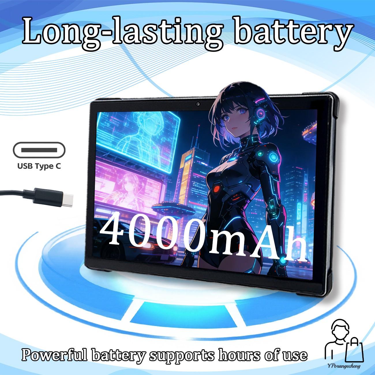 10.1-inch tablet, 9-in-1, Android 12, Android Tablet Pc, expandable 1TB, supports 5G wireless network, smooth internet access, for business and home use, supports high-definition TV watching, anti fall, no adapter, Android Wifi Tablet